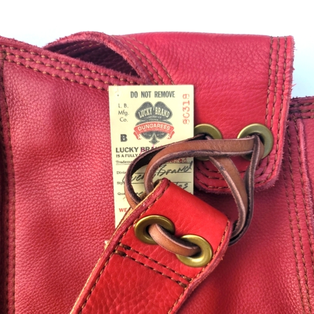 NWT Vintage Asymmetrical Leather Hobo Bag, LUCKY BRAND, Red - Picture 7 of 16